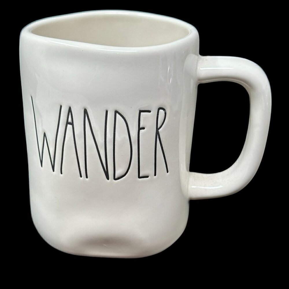 Rae Dunn WANDER Mug Magenta Coffee Tea Cuo LL Large Letters White Ceramic 16 Oz